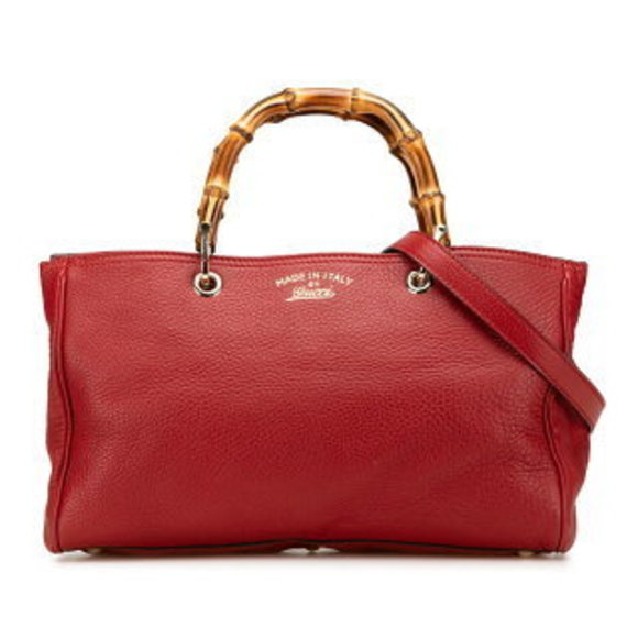Gucci Handbags - Gucci Bamboo Shoulder Bag Red Leather